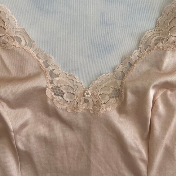 Warner's Vintage Pale Pink Camisole Lace Trim Tank Top - Picture 3 of 6